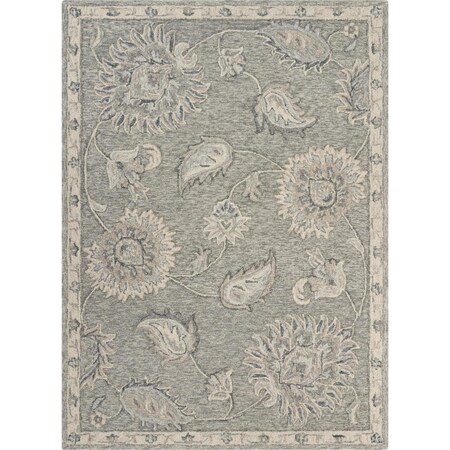 Palacedesigns 7 x 9 ft. Floral Rectangle Area Rug - Light Grey PA3094679